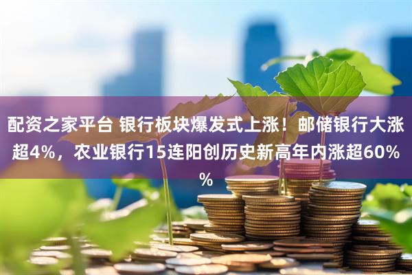 配资之家平台 银行板块爆发式上涨！邮储银行大涨超4%，农业银行15连阳创历史新高年内涨超60%